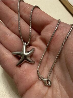 Sterling Silver 925 Starfish Pendant Necklace 15’ inch